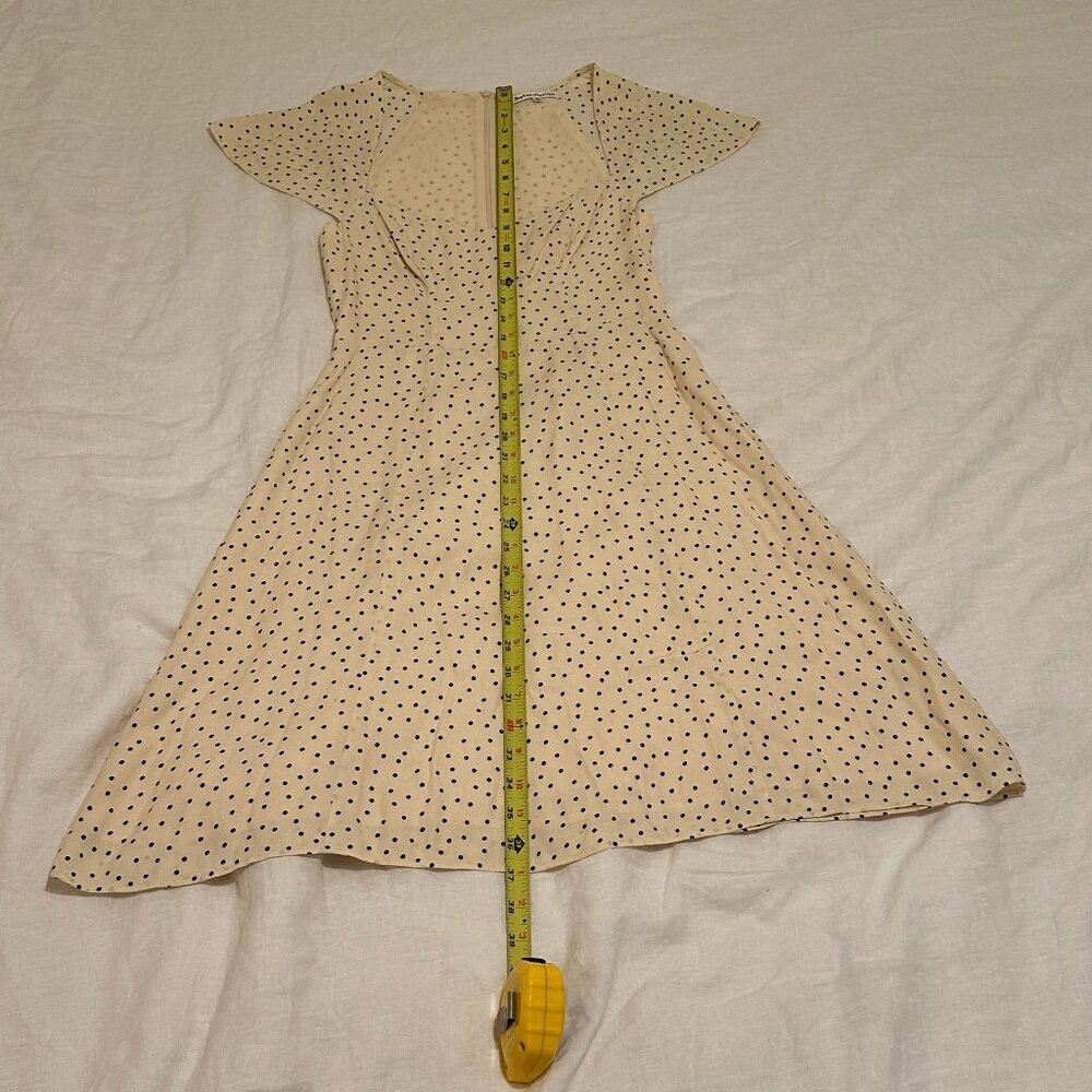 NWOT Reformation Novia Flutter Sleeve Dress, White & Black Polka Dot, Size 2 - Picture 10 of 13